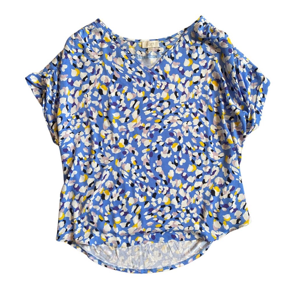 Ann Taylor LOFT Blouse | Blue Floral Top Size Women's XL